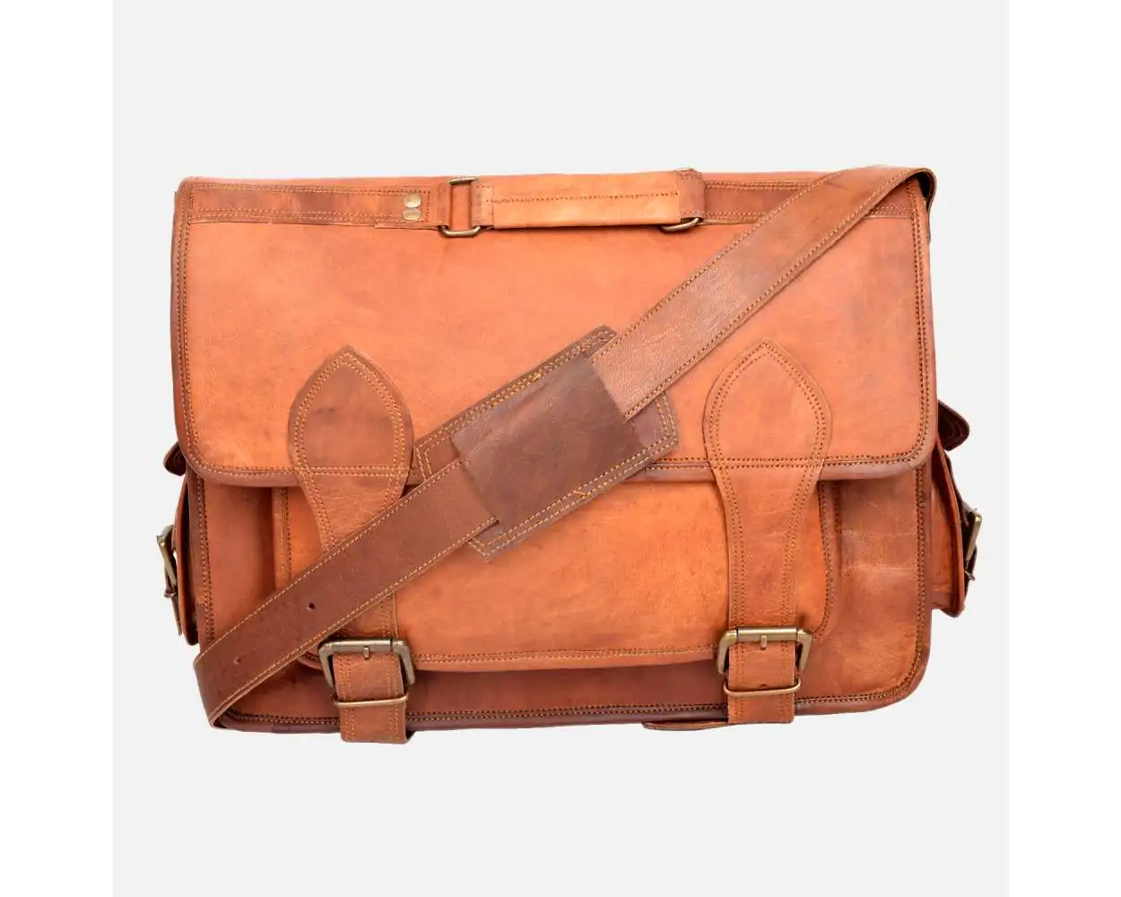 Leather Messenger Bag Laptop Bag Vintage Style 15