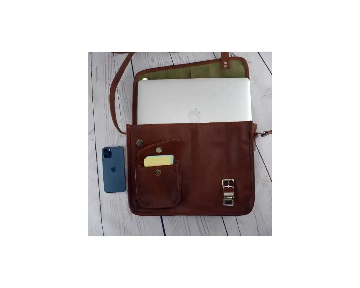 Goat leather messenger bag sales