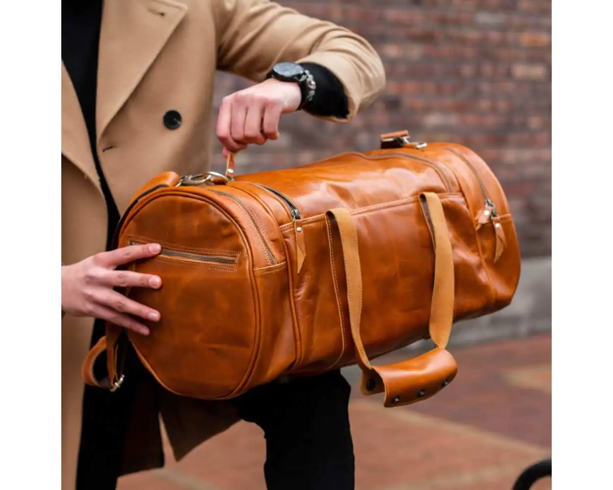 Leather duffels hotsell
