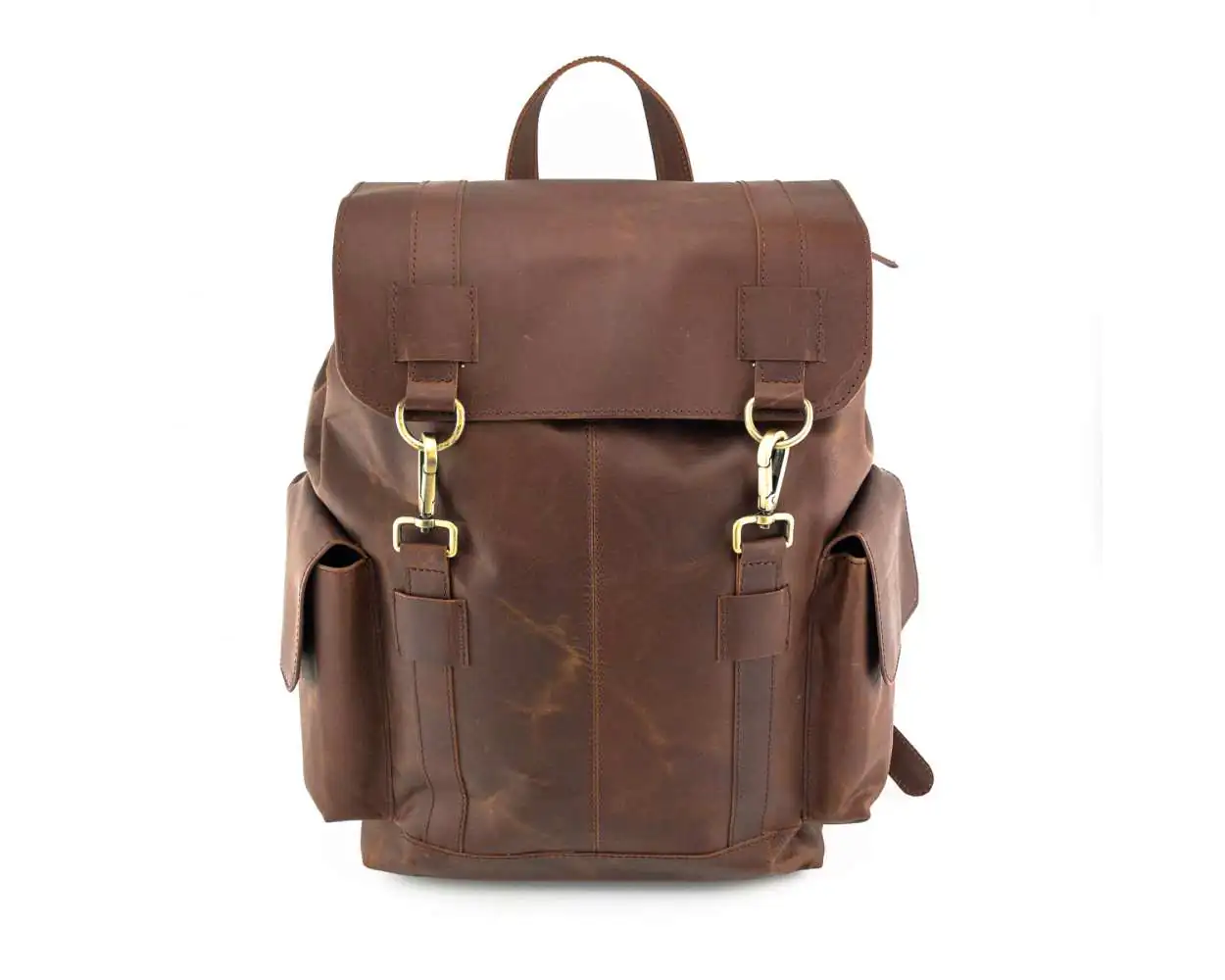 Leather haversack bag top
