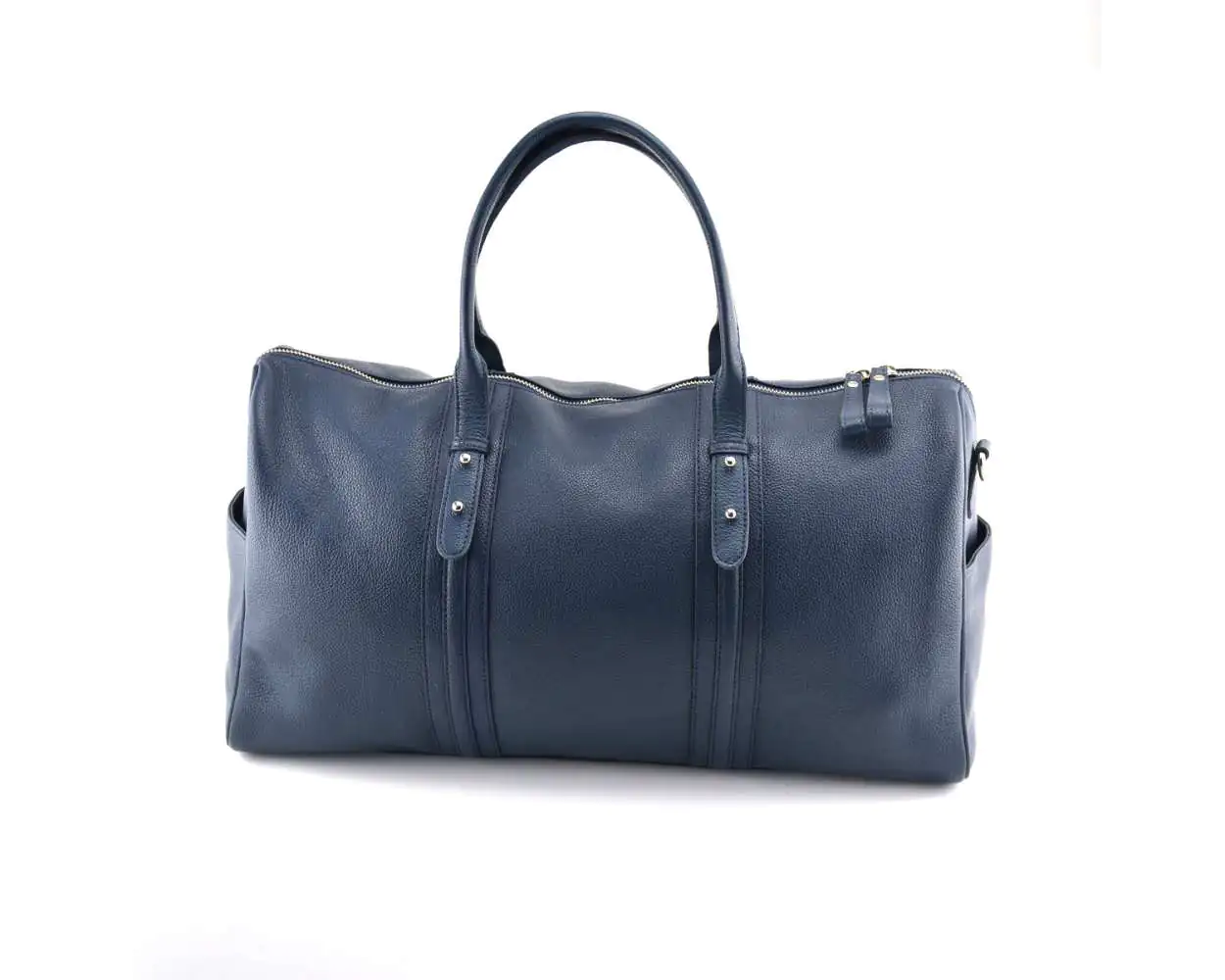 Weekend Travel Nappa Leather Duffel Bag Blue