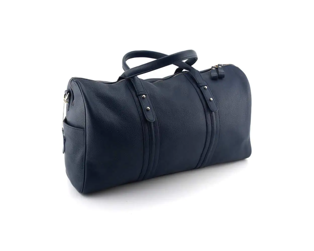 Blue leather duffle bag shop