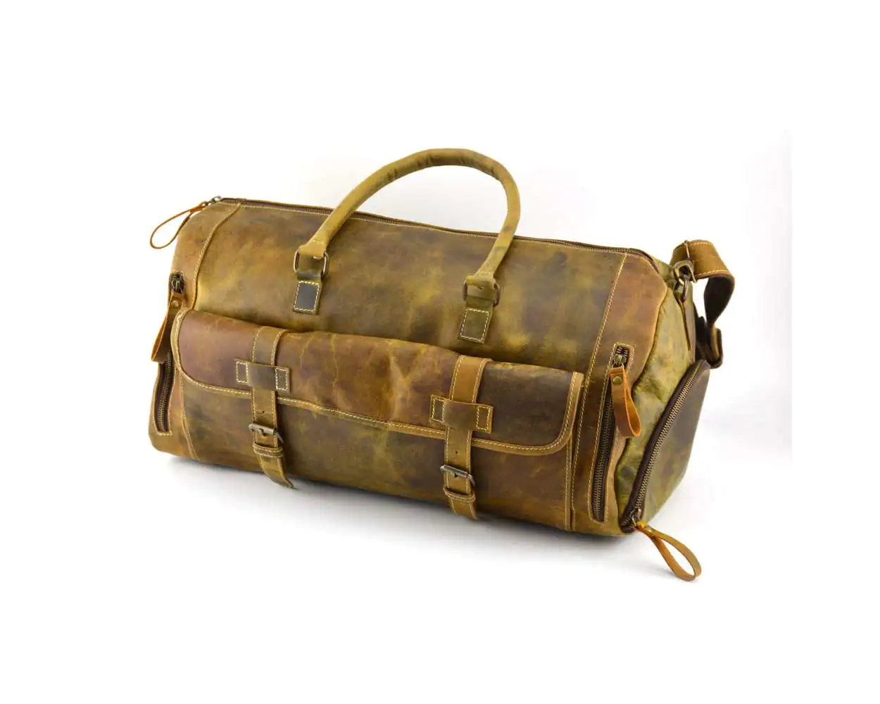 Leather travel duffel discount