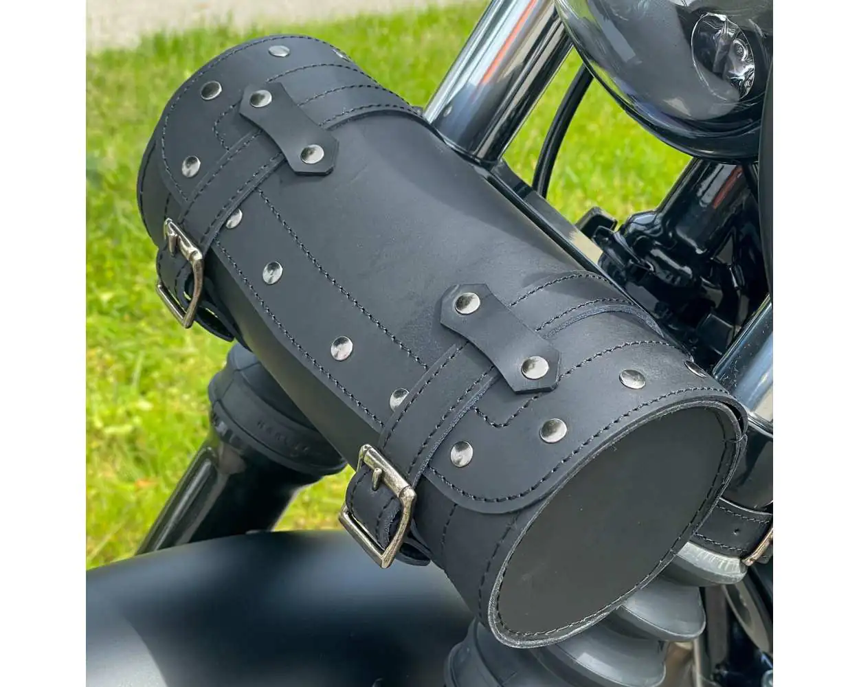 Leather Motorcycle Tool Bag Utility Leather Bag Black