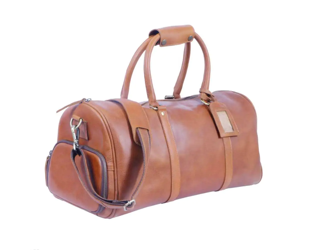 Tan leather overnight bag on sale