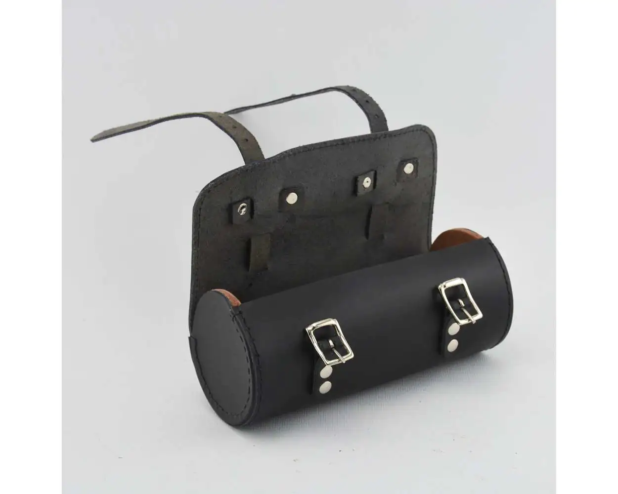 Black round leather bag store