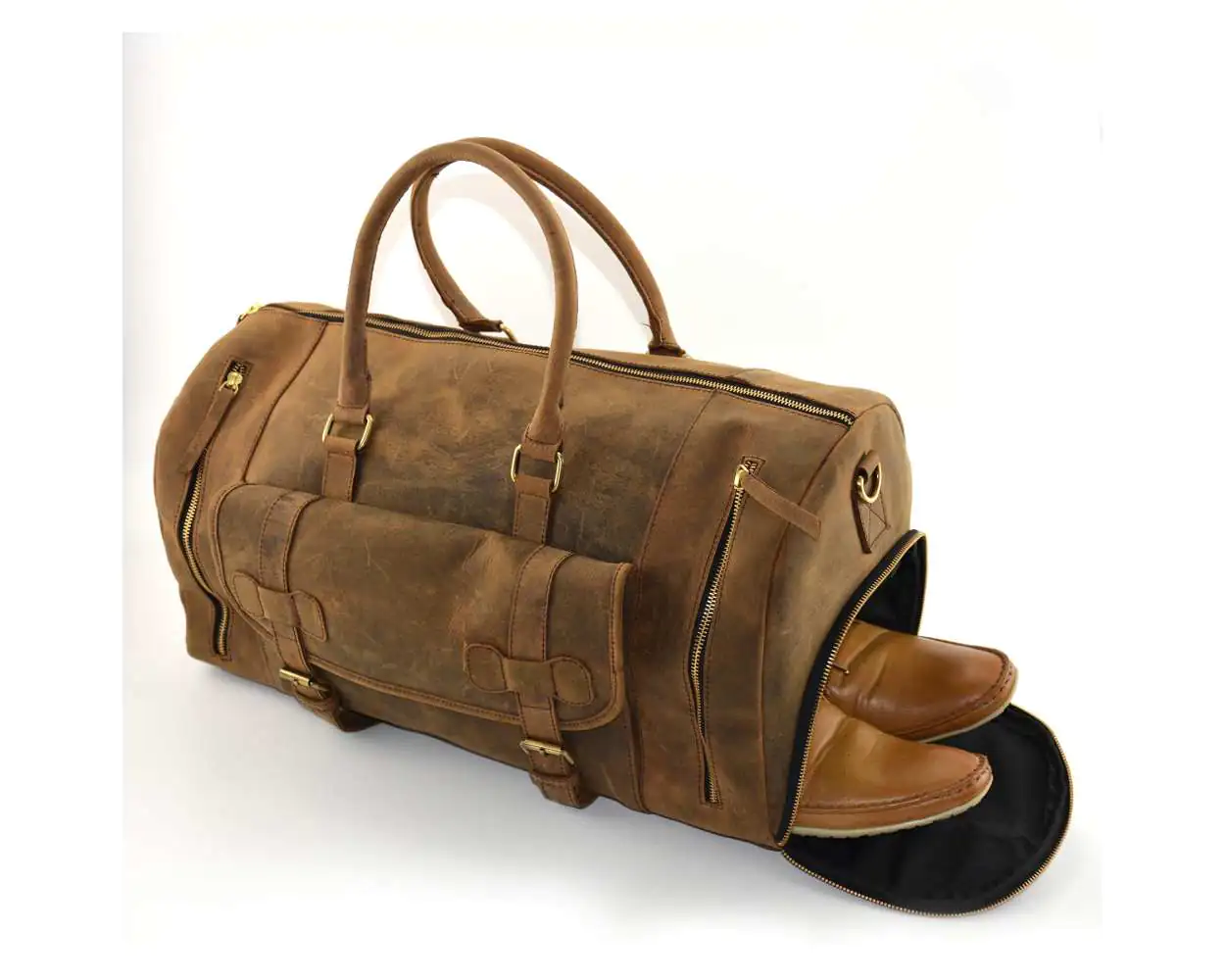 Real leather duffle bag hot sale