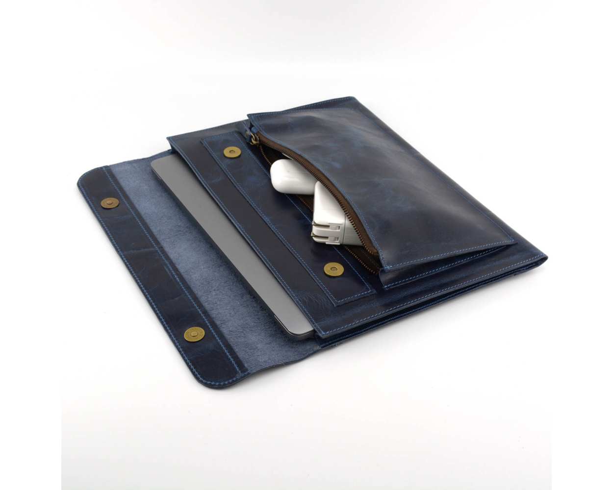 Leather Laptop Sleeve for MacBook or any laptop 13 | Blue