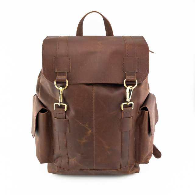 Vintage Style Leather Backpack Large Pockets | Rucksack / Backpack ...