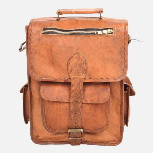 Tall Vintage Style Leather Laptop Satchel  | High Quality Leather Bag