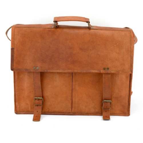 Handmade Vintage Style Leather Laptop Bag Briefcase – 16”