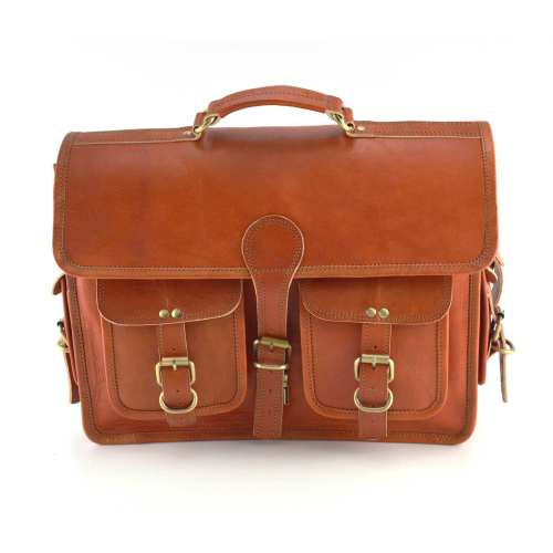 Vintage Style Leather Laptop Briefcase – 15”