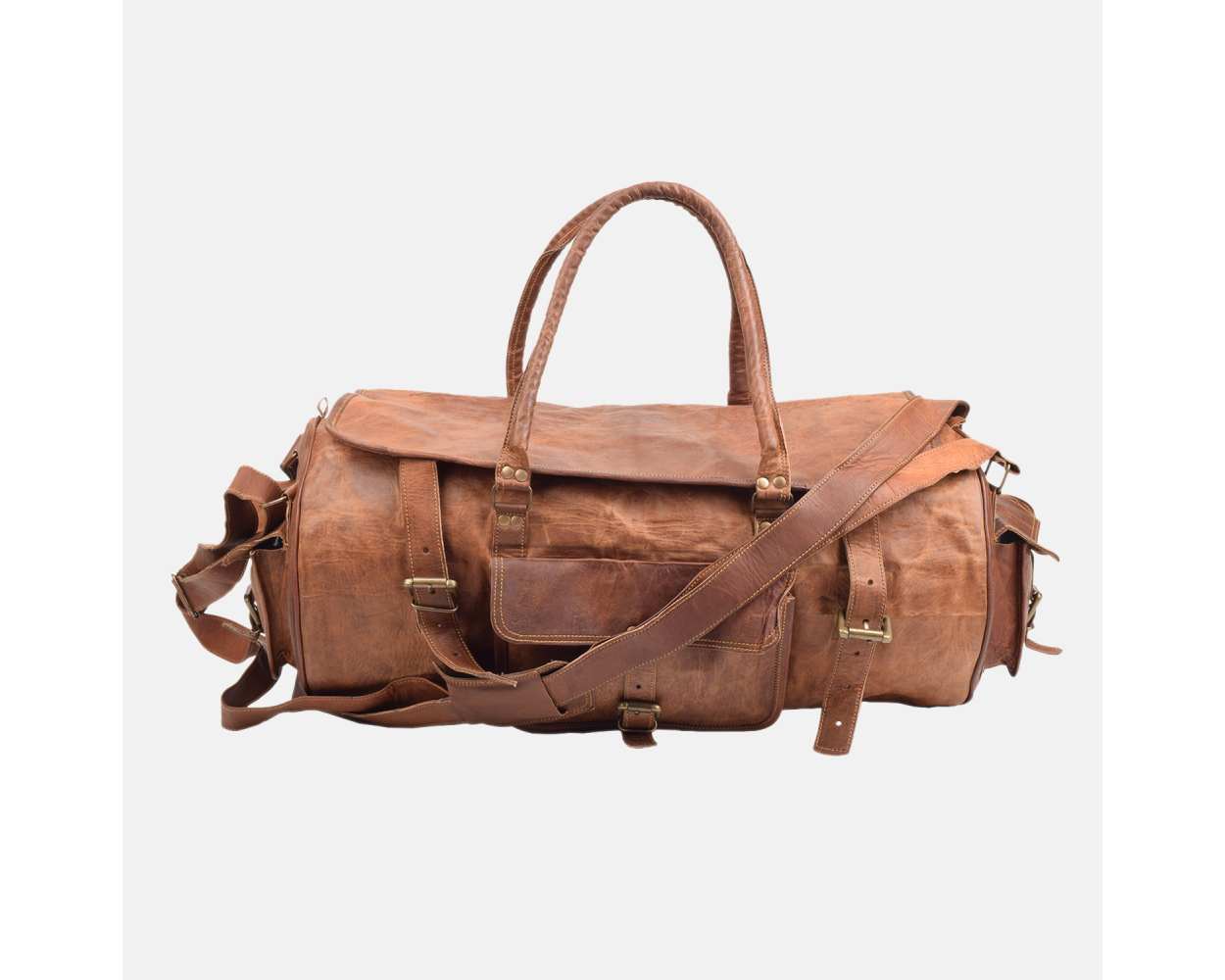 Vintage Leather Weekend Travel / Duffle Bag